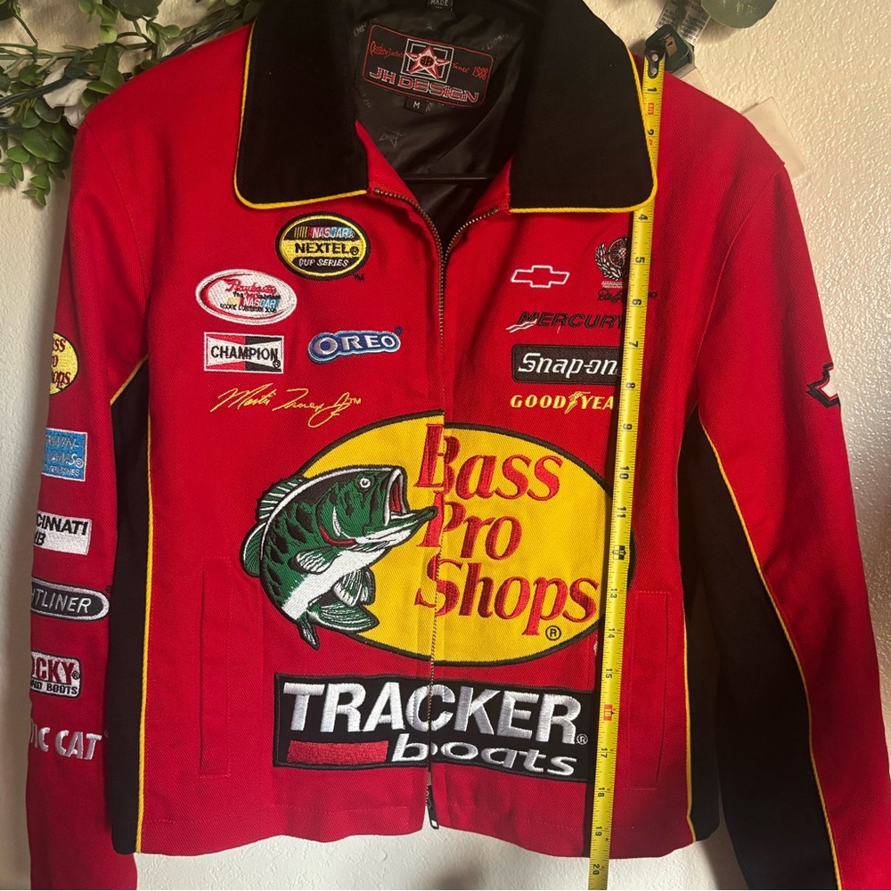 JH Design Bass Pro Shops Racing Jacket Red Embroidered Women’s M - Picture 11 of 13